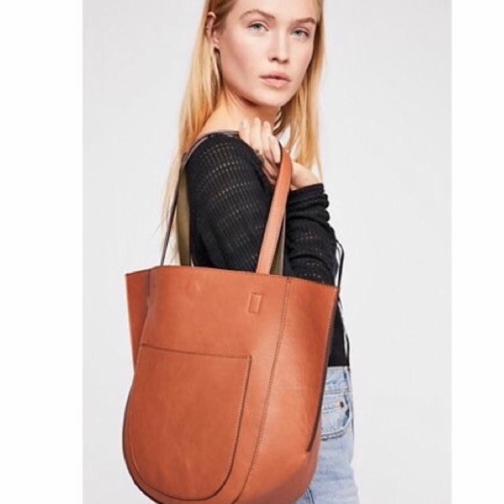 Free People vegan reversible half moon tote